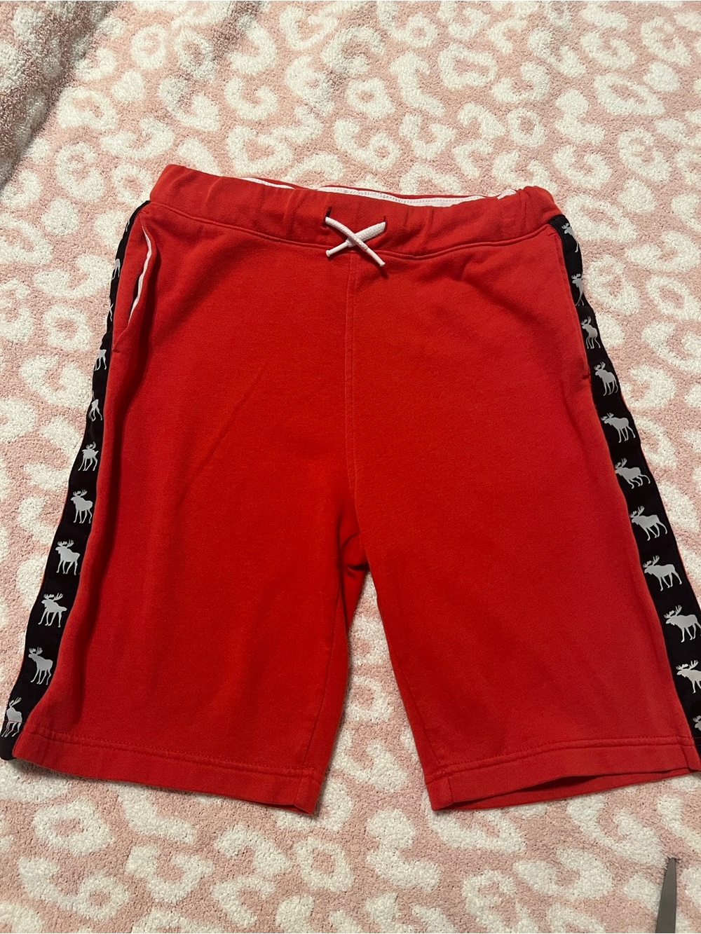 GUC- Boys Abercrombie Kids sz 15/16 Fleece Red Shorts with Logo Moose Trim